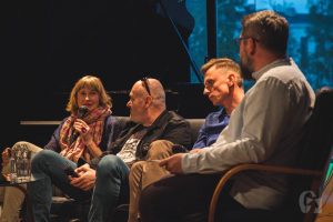 Literacki Piątek. Spotkanie autorskie z Utą Przyboś, Łukaszem Suskiewiczem i Jarosławem Błahym (26 kwietnia 2019), fot. Justyna Kwasek