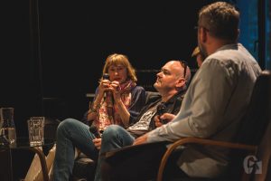 Literacki Piątek. Spotkanie autorskie z Utą Przyboś, Łukaszem Suskiewiczem i Jarosławem Błahym (26 kwietnia 2019), fot. Justyna Kwasek