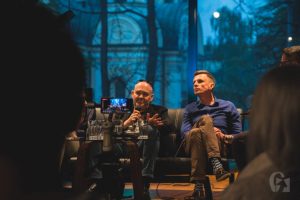 Literacki Piątek. Spotkanie autorskie z Utą Przyboś, Łukaszem Suskiewiczem i Jarosławem Błahym (26 kwietnia 2019), fot. Justyna Kwasek