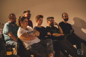 Literacki Piątek. Spotkanie autorskie z Utą Przyboś, Łukaszem Suskiewiczem i Jarosławem Błahym (26 kwietnia 2019), fot. Justyna Kwasek