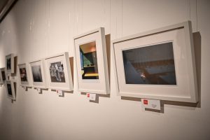 rząd fotografii zawieszonych na ścianie w galerii sztuki