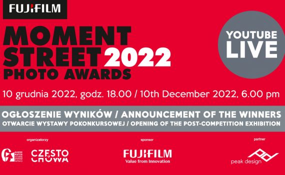 grafika zapowiadająca transmisję na żywo z ogłoszenia wyników konkursu fujifilm moment street photo awards