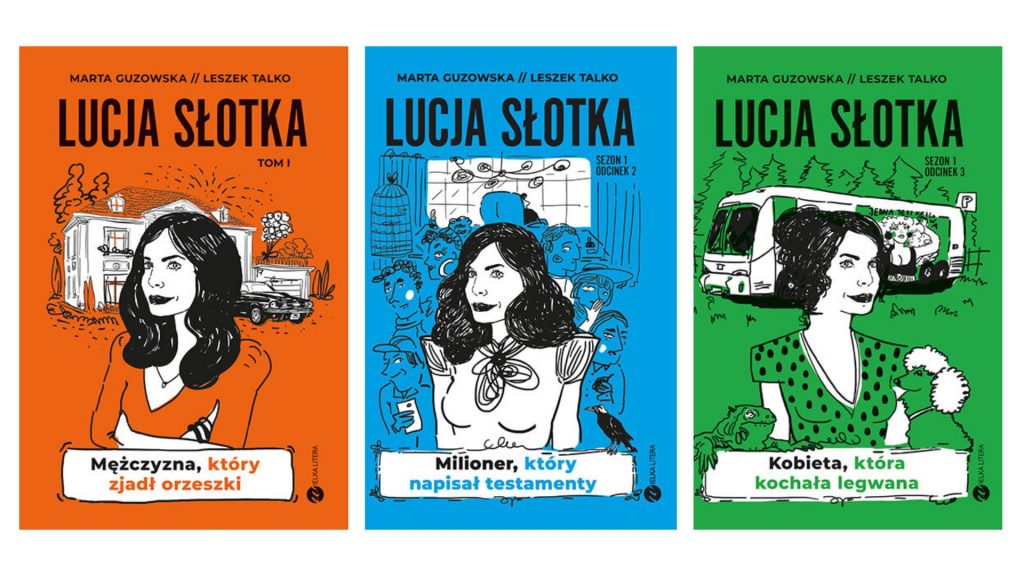 okładki książek marty guzowskiej i leszka talko wydanych przez wydawnictwo wielka litera